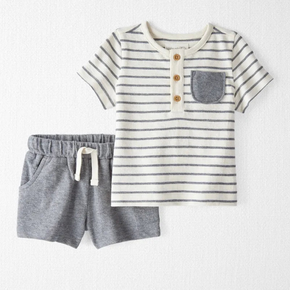 Henley & Short en Coton Bio Bébé Garçon Little Planet - Gris