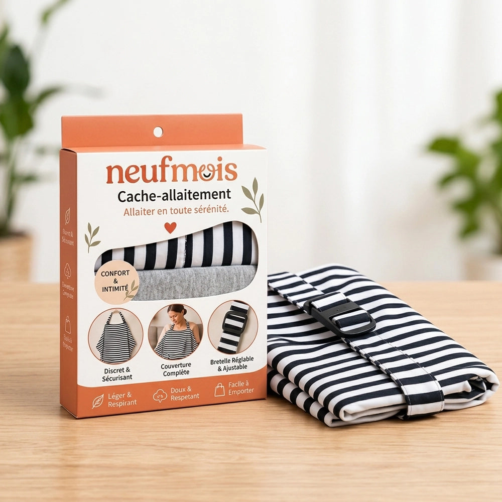 Neuf Mois Tablier d'Allaitement - Blanc & Noir