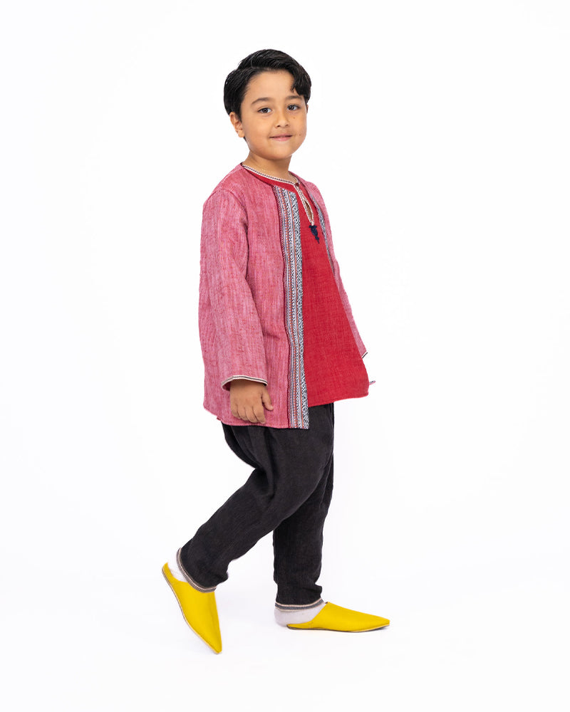 Jabador Three Pieces For Boy - Pink & Red & Gray