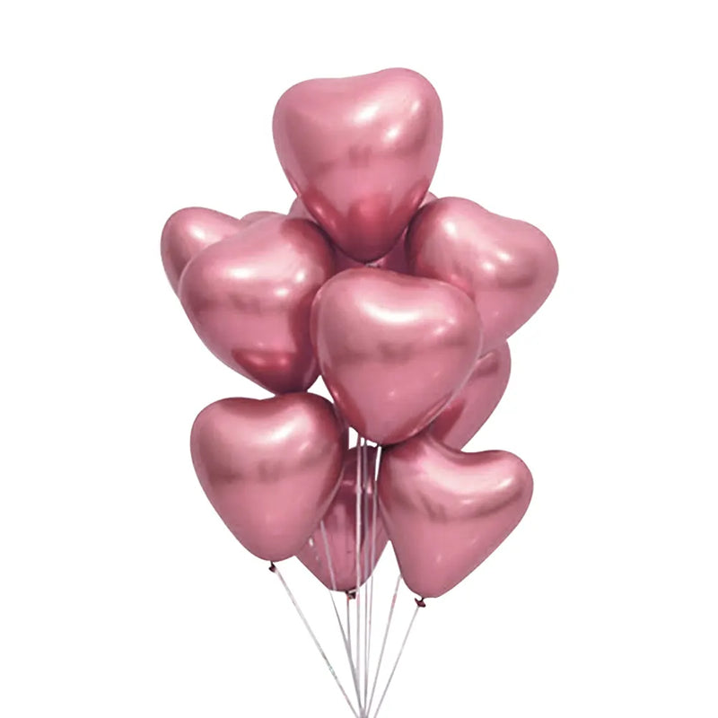 Lot de 50 Ballons Cœur Chromés Rouges - 30cm