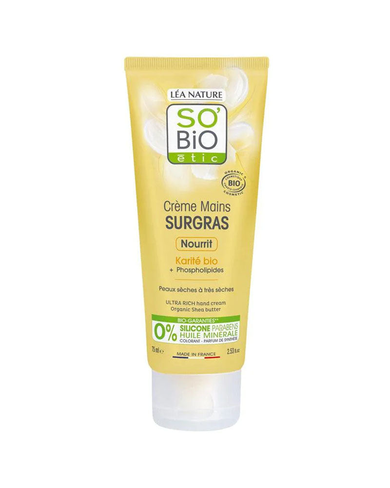 So Bio Crème Mains Surgras Karité Peaux Sèches à Très Sèches – 75ml