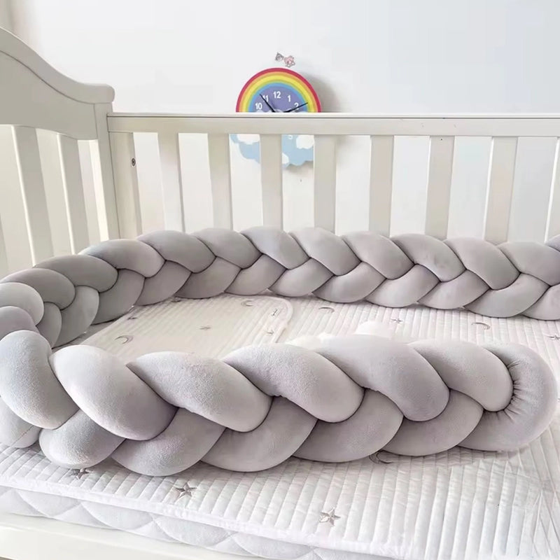 BébéYo Tour de Lit Tressé Velours 3.6m - Gris