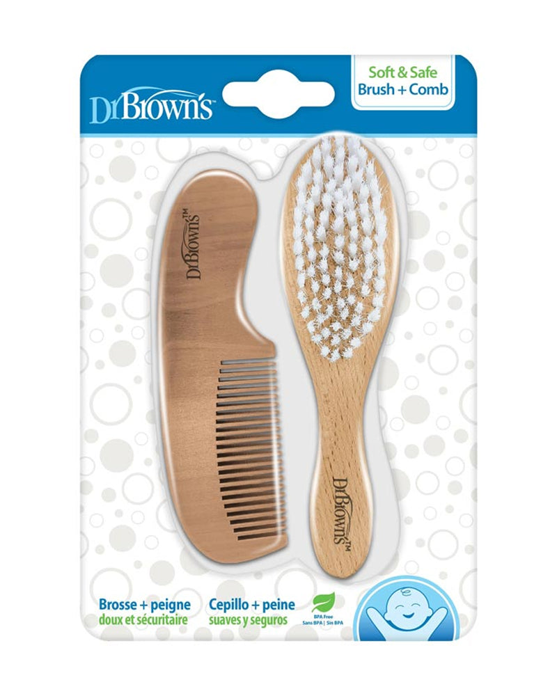 Dr. Brown's Brosse & Peigne Doux en Bois