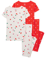 Pyjama 4 Pièces en Coton Carter's - Rouge & Gris
