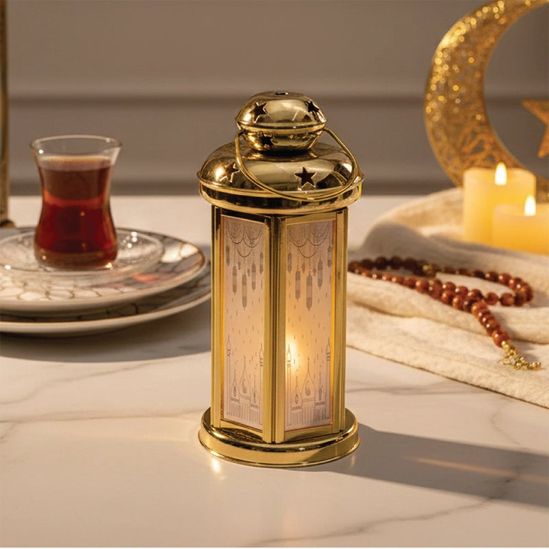 Farol Decorativo de Metal y Vidrio LED con Sonido