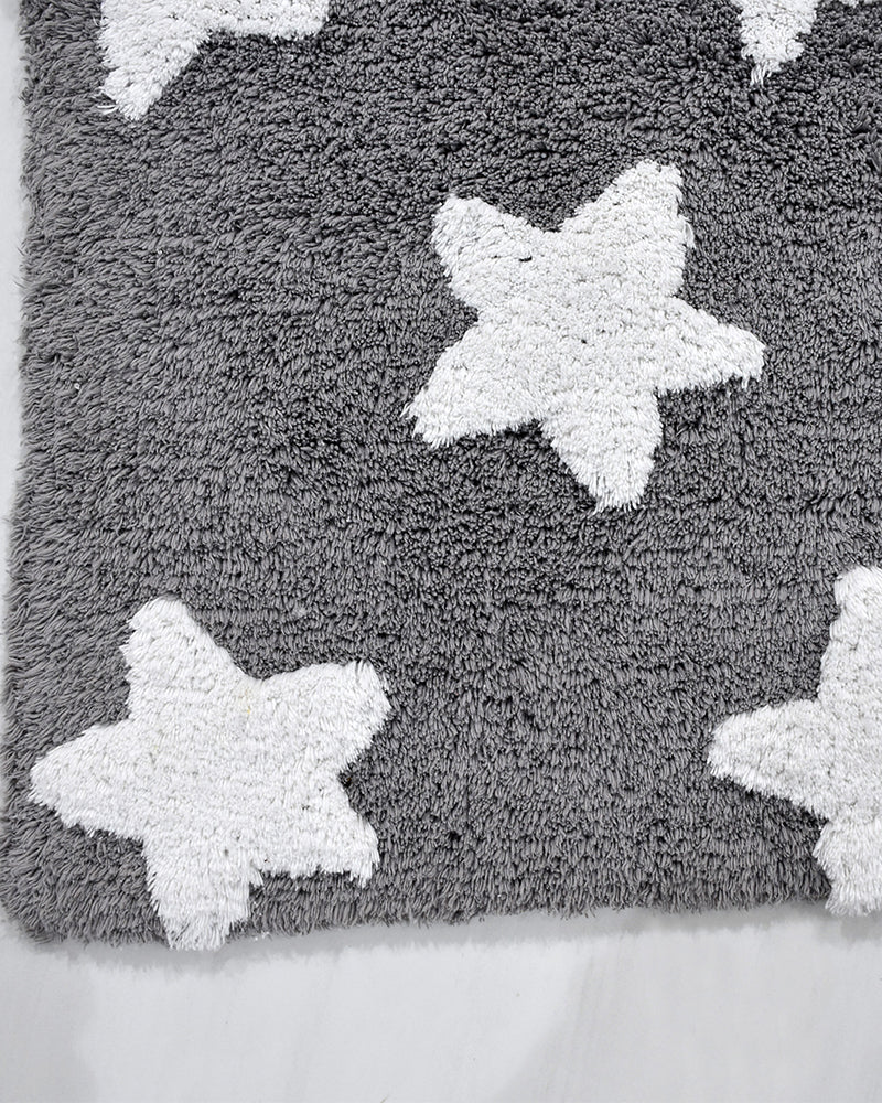 Tapis Rectangulaire Étoile 100% Bio 160x230 cm Un Amour de Tapis - Gris & Blanc