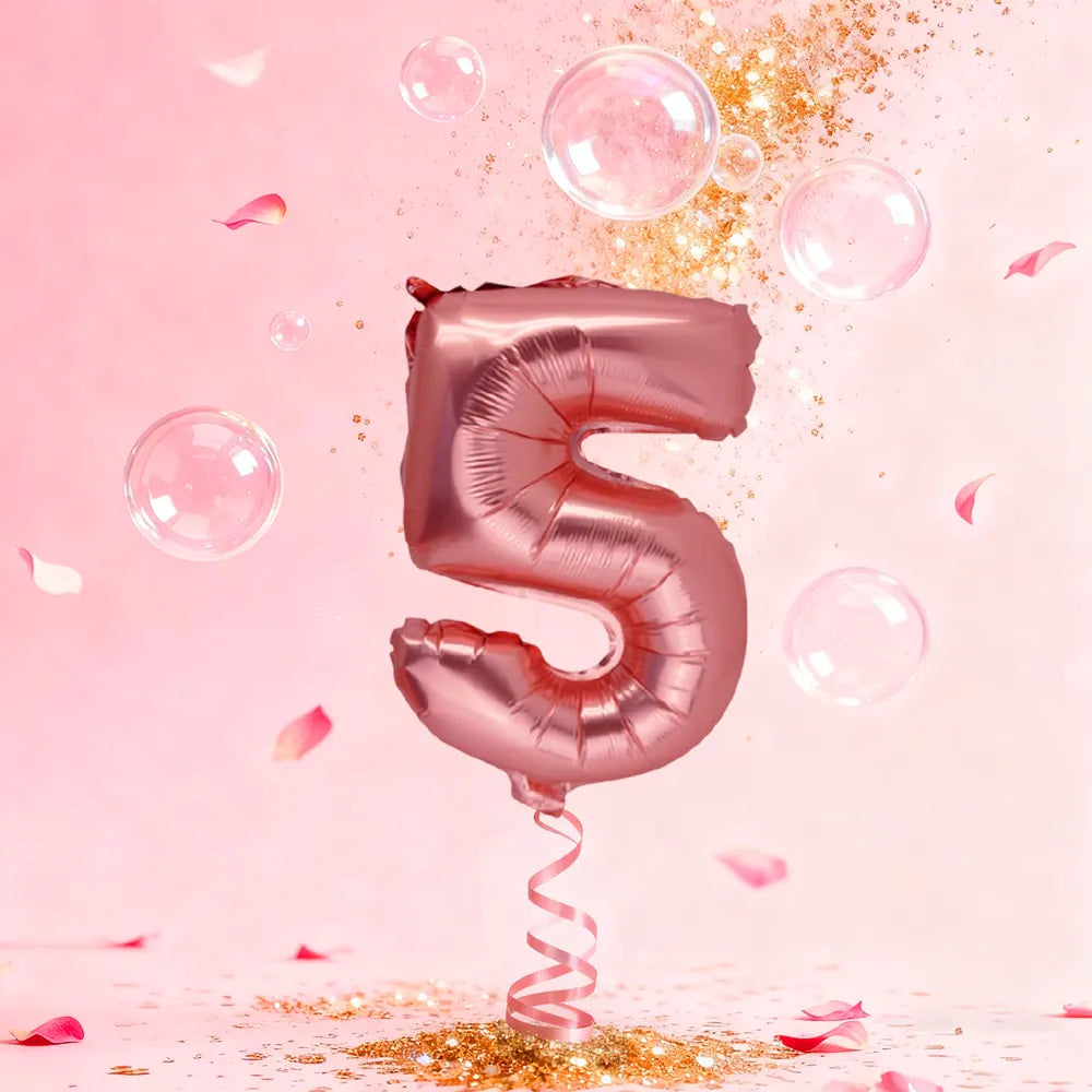 Globo de Número 5 Oro Rosa – 86cm