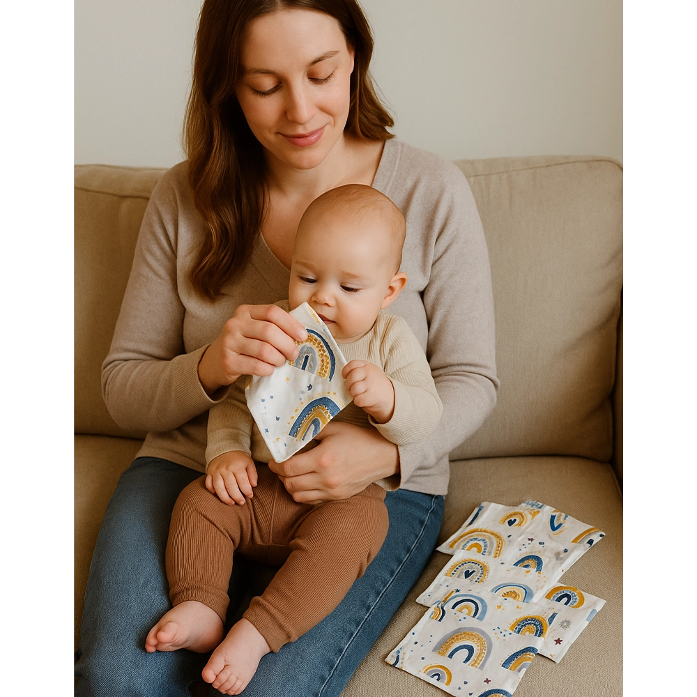 Babymat Lot de 6 Lingettes en Tissu - Happiness Bleu