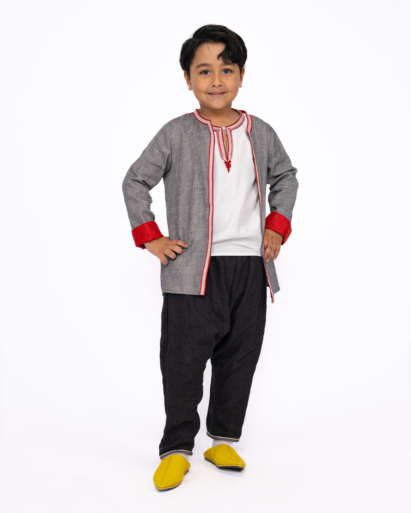 Jabador Three Pieces For Boy - Gray & White