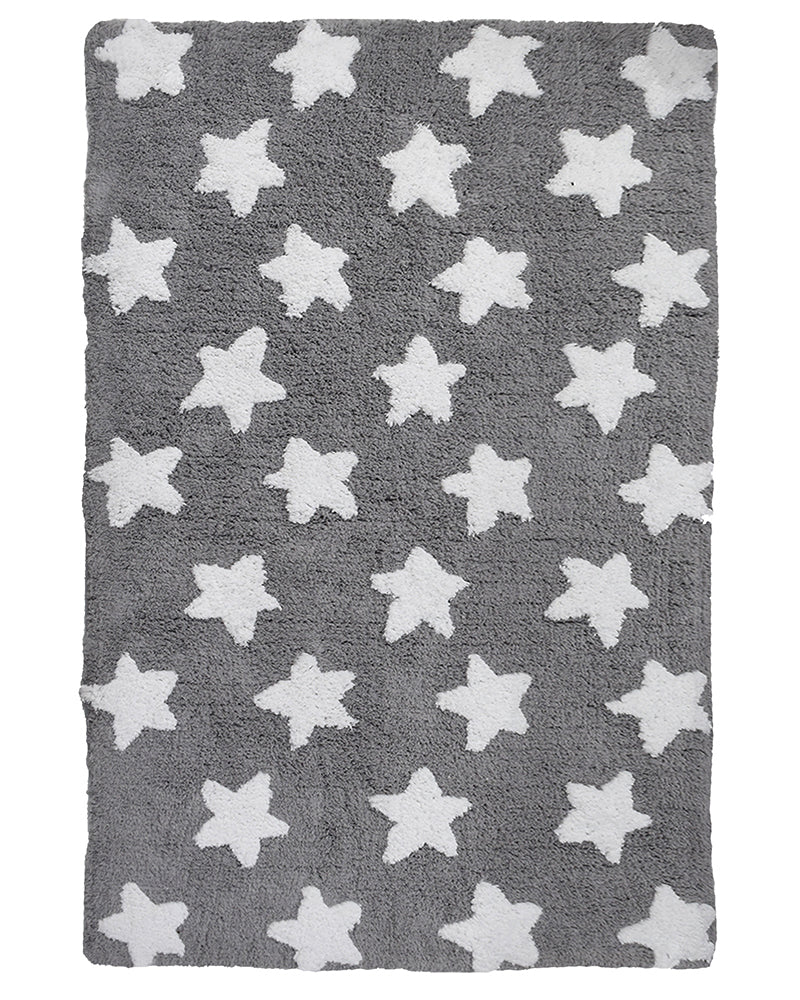 Tapis Rectangulaire Étoile 100% Bio 160x230 cm Un Amour de Tapis - Gris & Blanc