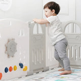 Parc Pliable (151x188cm) + Toboggan + Balançoire + Tapis - Voiture Gris
