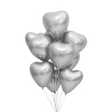 Set of 50 Silver Chrome Heart Balloons - 30cm