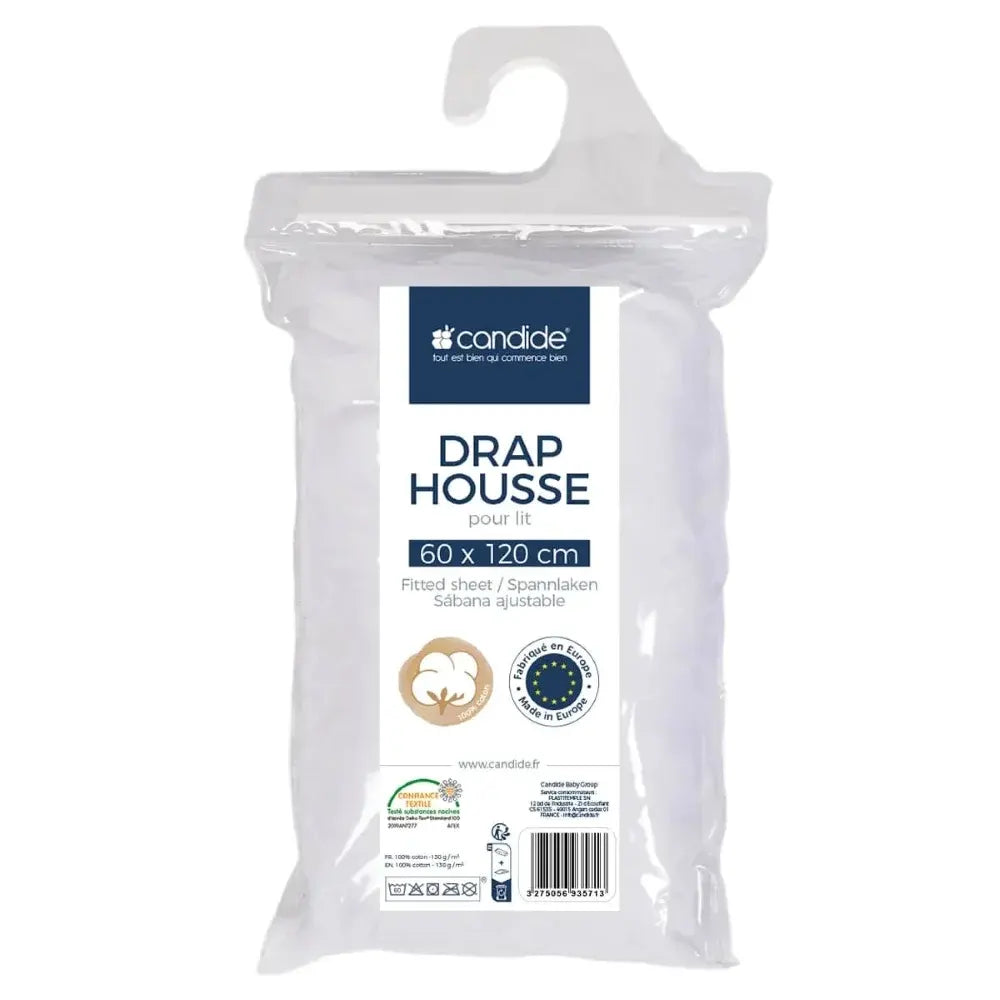 Candide Fitted Sheet for Baby Bed 120×60 cm – White