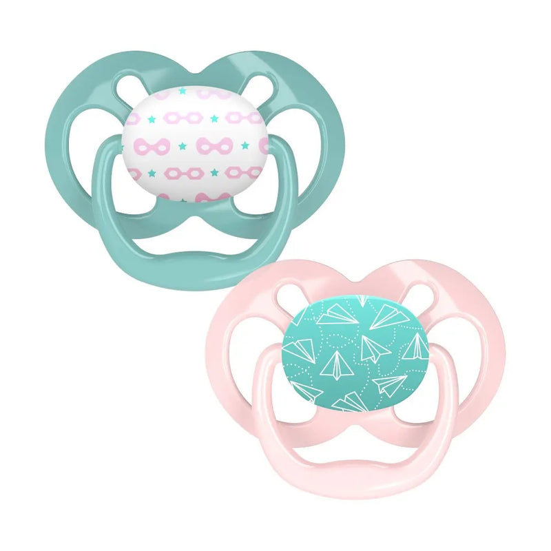 Dr. Brown's Advantage Pacifiers 2 Pack 6-18M - Pink & Green