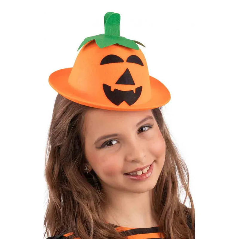 Mini Chapeau Melon Citrouille en Feutre