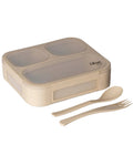 Citron Bento Lunchbox with Fork and Spoon - Beige