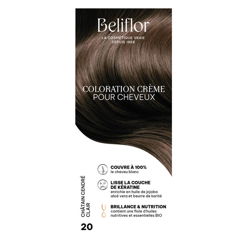 Beliflor Unidosis Tinte en Crema para el Cabello 120ml - N° 20 Castaño Ceniza Claro