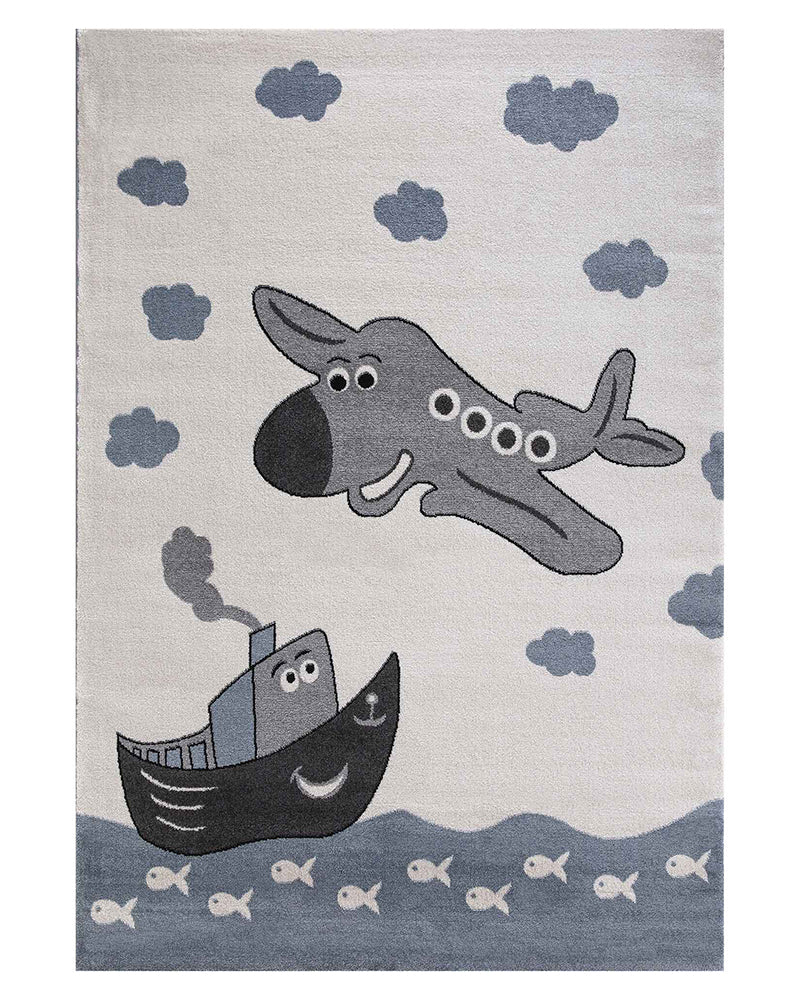Tapis Rectangulaire Candy Fly KJ 80x150 cm Un Amour de Tapis - Gris & Bleu & Crème