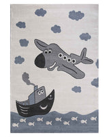 Tapis Rectangulaire Candy Fly KJ 80x150 cm Un Amour de Tapis - Gris & Bleu & Crème