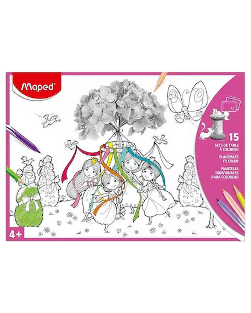 Maped Set of Cardboard Paper Placemats to Color x15 - Pink