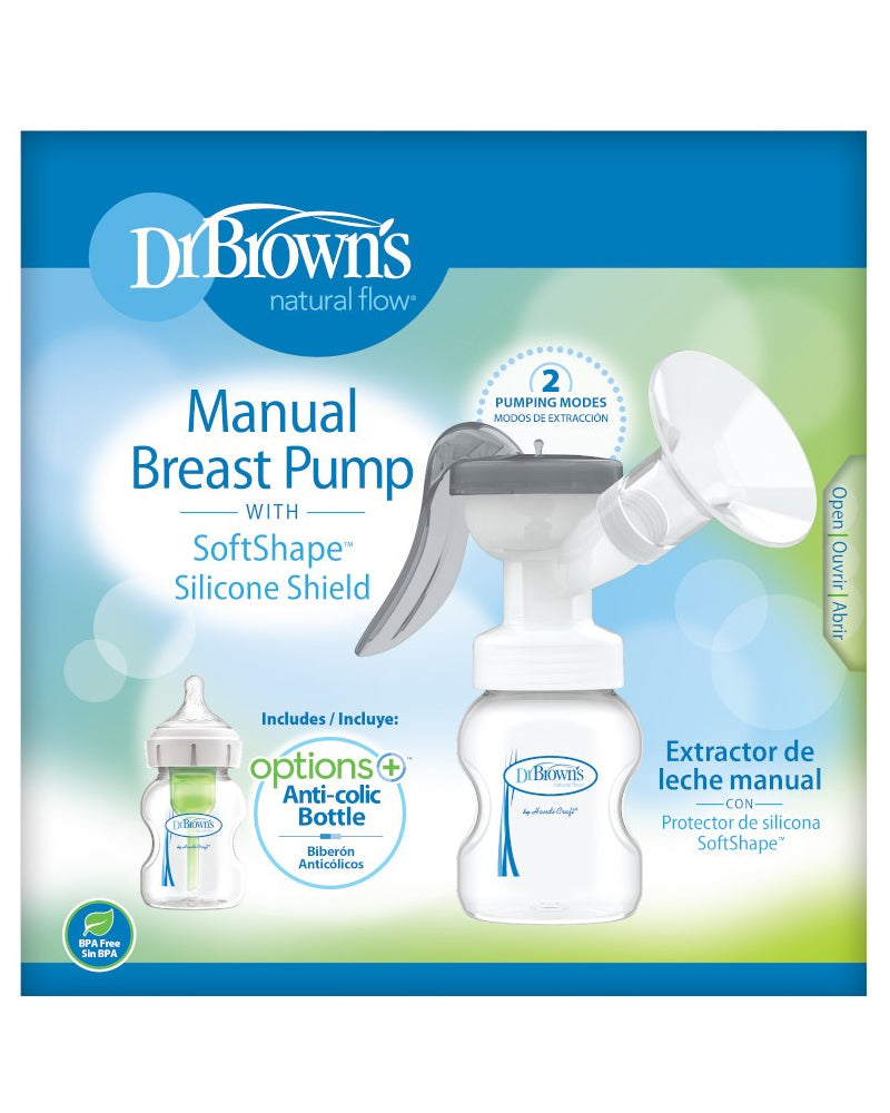 Dr. Brown's Tire-lait Manuel avec Protection en Silicone SoftShape™ et Biberon à Col Large 150ml