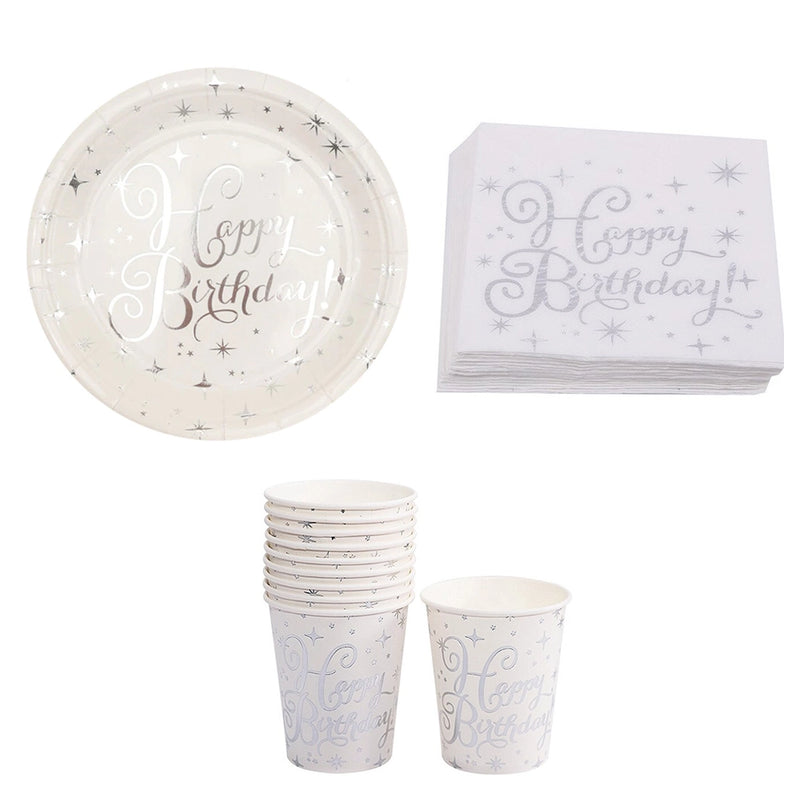 10-Pack Plates & Napkins & Cups - Silver