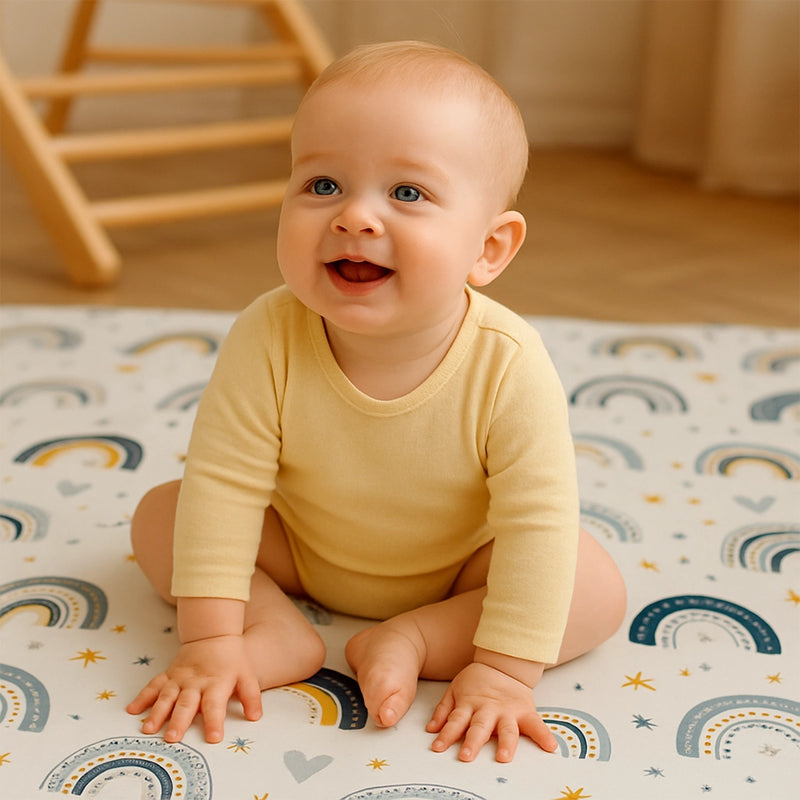 Floor Mattress 120x120cm Babymat - Blue Happiness