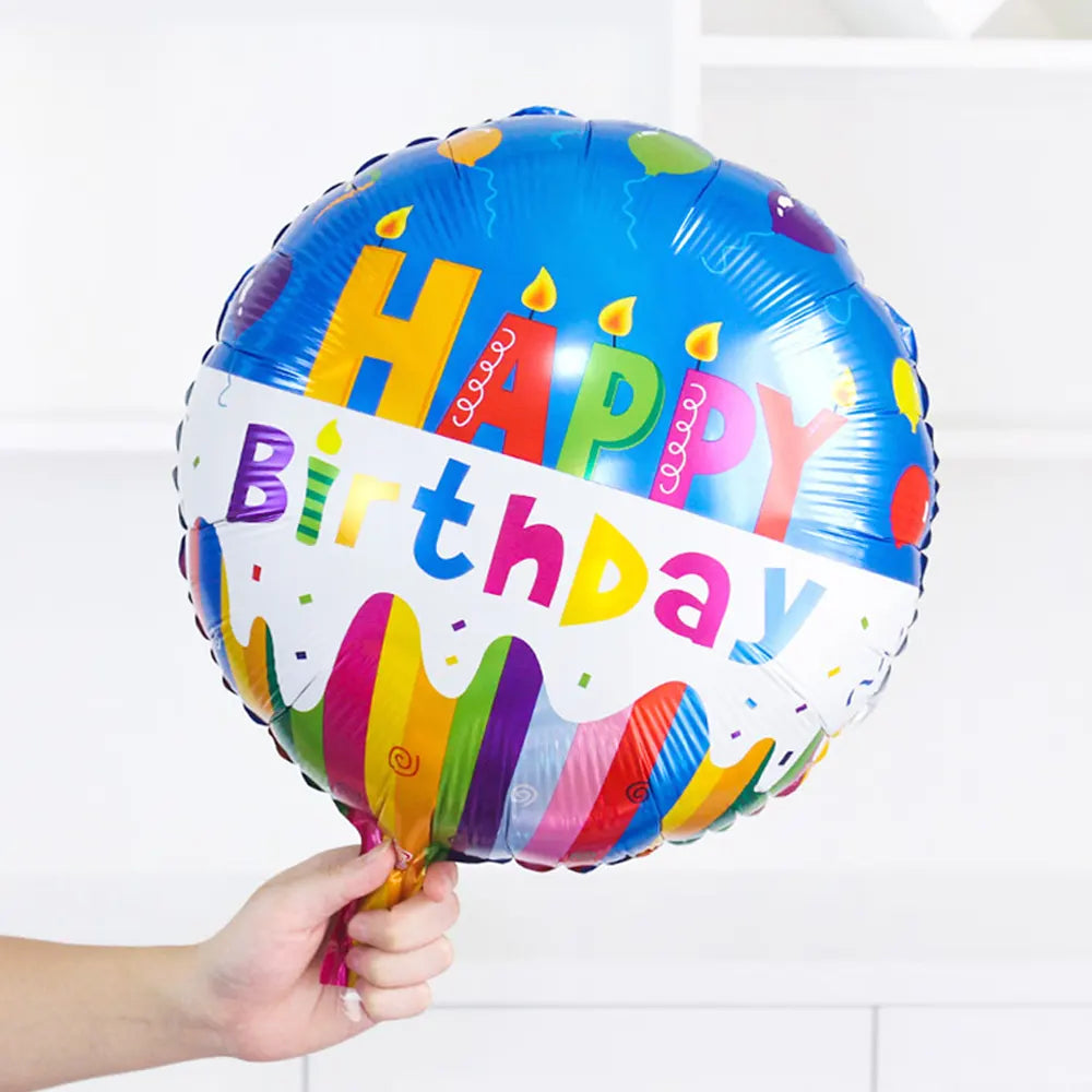 Ballon Rond en Aluminium Happy Birthday – 42cm