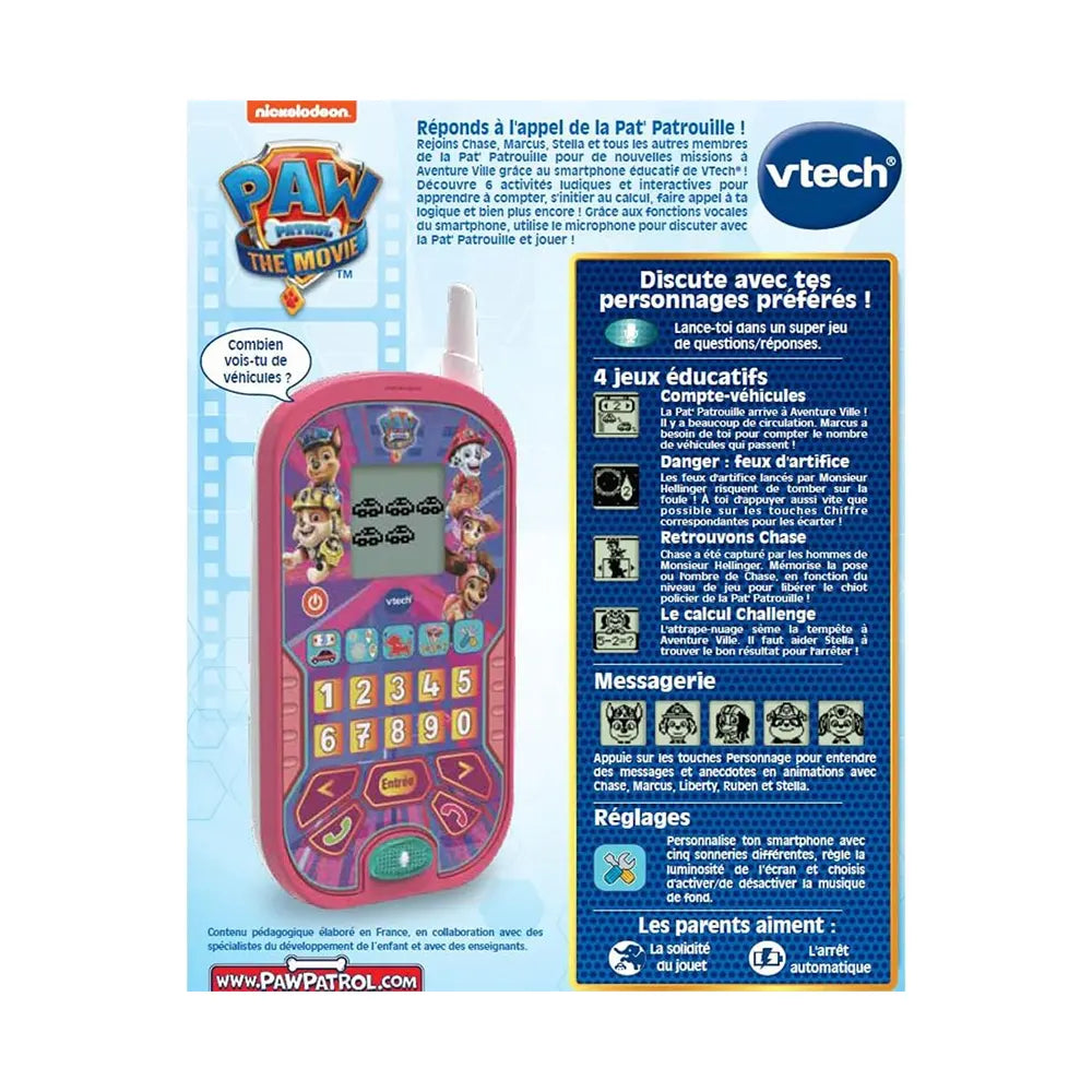Vtech Smartphone Éducatif Pat Patrouille - Rose