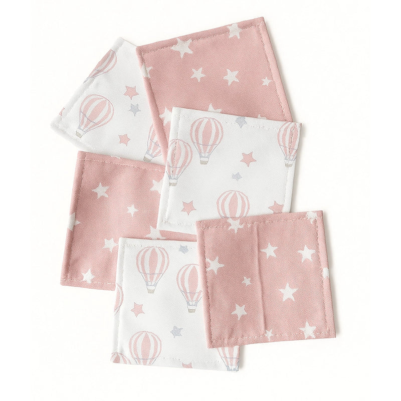 Babymat Set de 6 Toallitas de Tela - Globo Aerostático Rosa