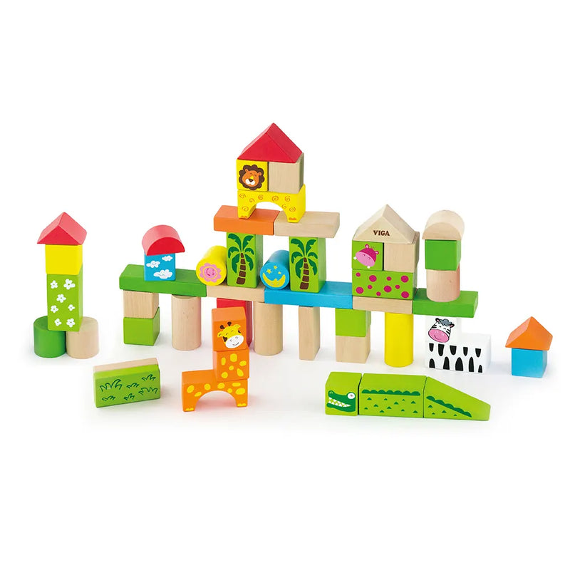 Viga Toys Zoo Building Blocks 2A+ - 50 Pieces
