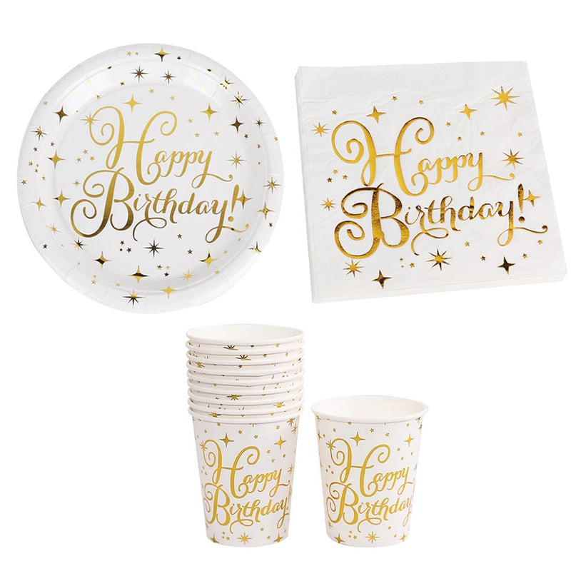10-Pack Plates & Napkins & Cups - Gold