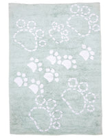 Tapis Rectangulaire Pattes 100% Bio 60x110 cm Un Amour de Tapis - Vert Eau & Blanc