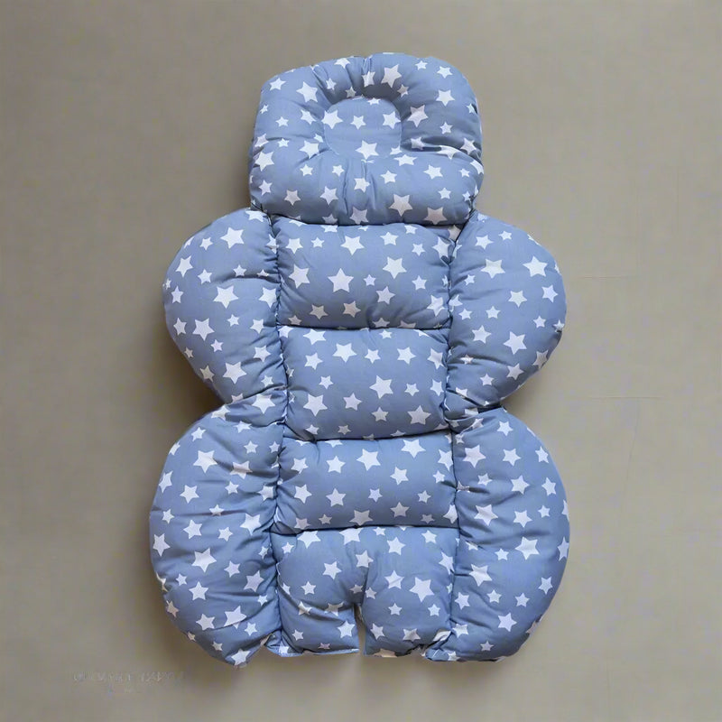Stroller Cushion - White Stars on Turquin Blue