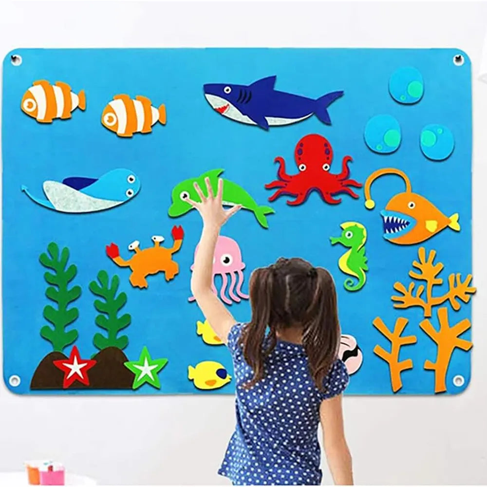 Tapiz de pared educativo de fieltro - Temática marina - 3A+