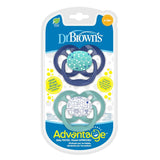 Dr. Brown's Lot de 2 Sucettes Advantage 6-18M - Bleu & Vert