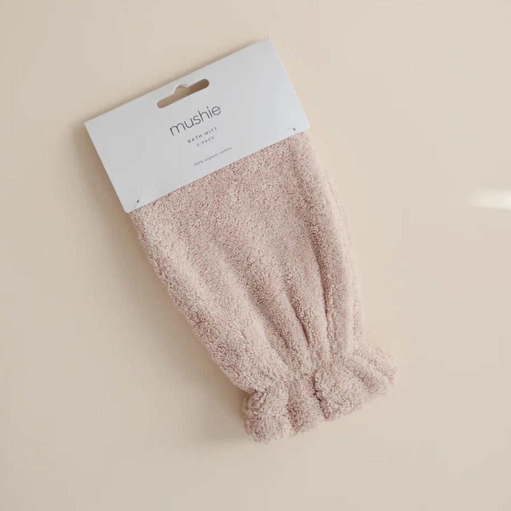 Mushie Lot de 2 Gants de Bain en Coton Biologique - Blush