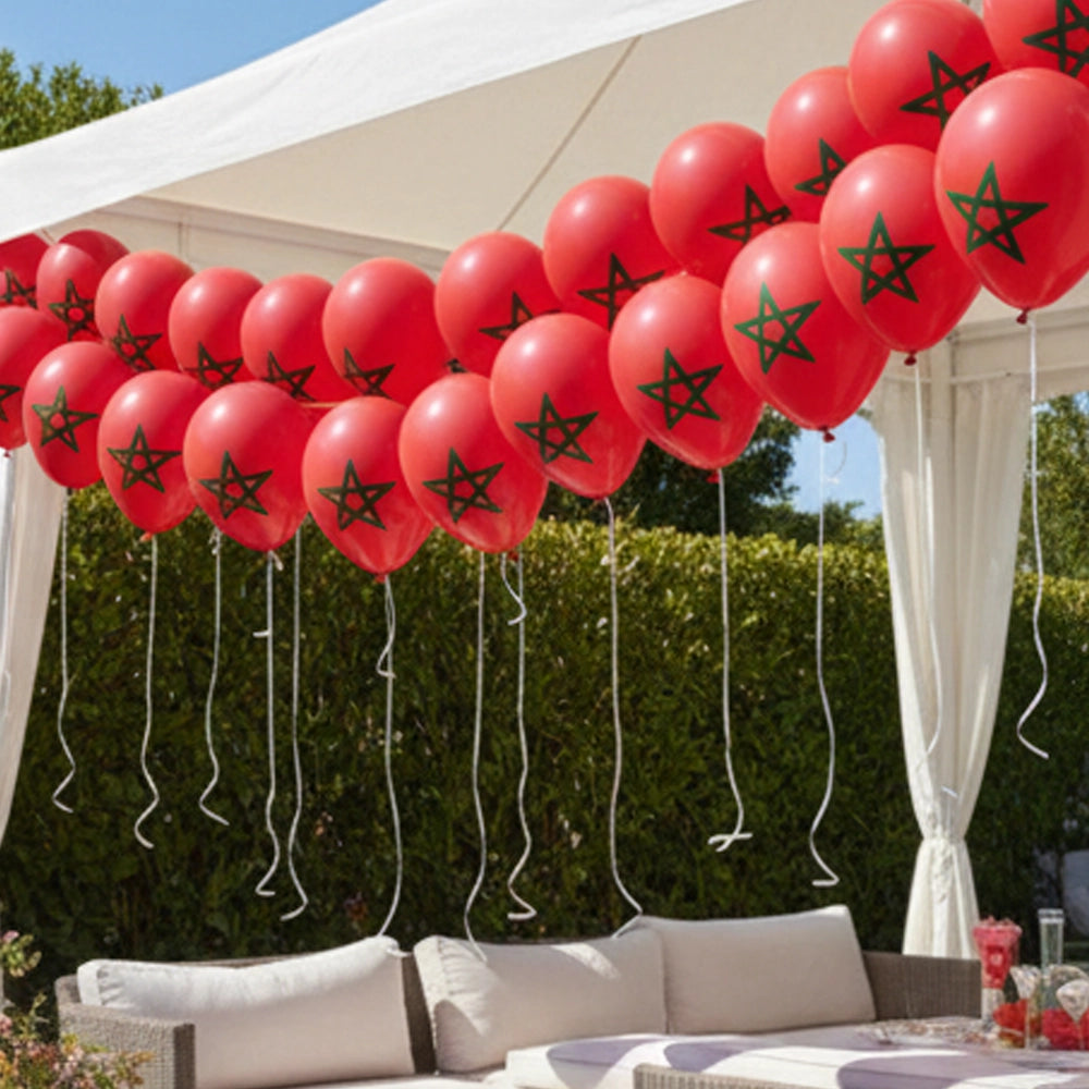 Lot de 10 Ballons – Drapeau du Maroc