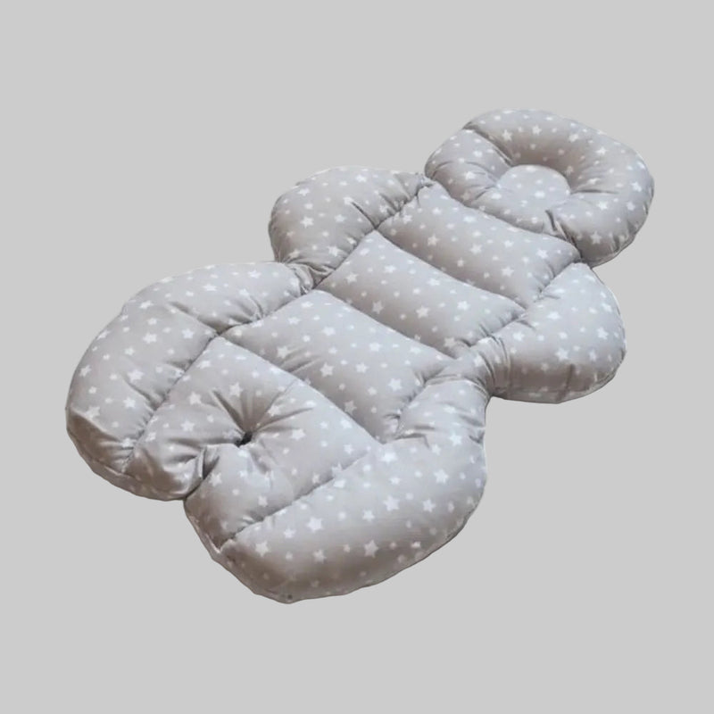 Stroller Cushion - White Stars on Beige