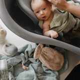 Mushie Lot de 2 Gants de BaMushie Lot de 2 Gants de Bain en Coton Biologique - Brouillardin en Coton Biologique - Blush