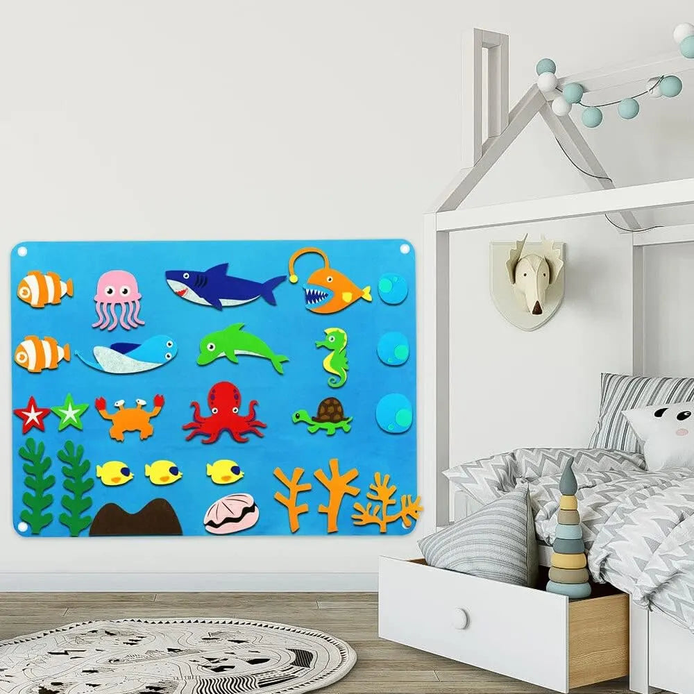 Tapiz de pared educativo de fieltro - Temática marina - 3A+
