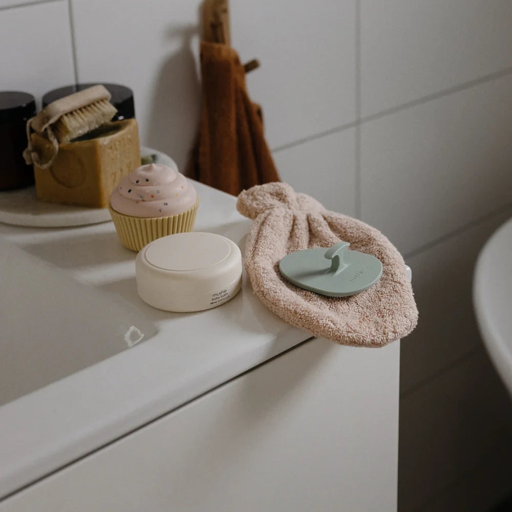 Mushie Lot de 2 Gants de Bain en Coton Biologique - Brouillard