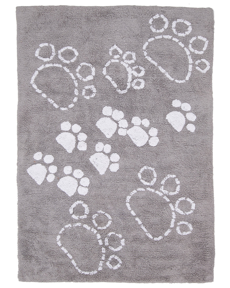 Tapis Rectangulaire Pattes 100% Bio 80x140 cm Un Amour de Tapis - Gris & Blanc