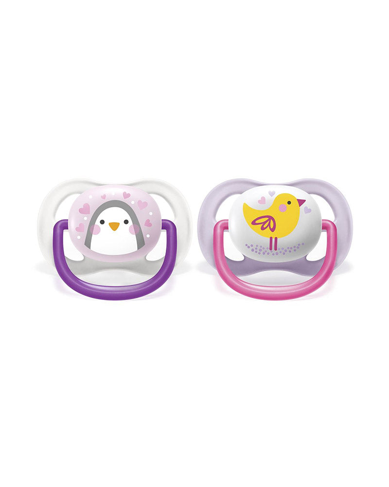 Avent Lot de 2 Sucettes Orthodontiques Ultra Air Animals 0-6m Fille