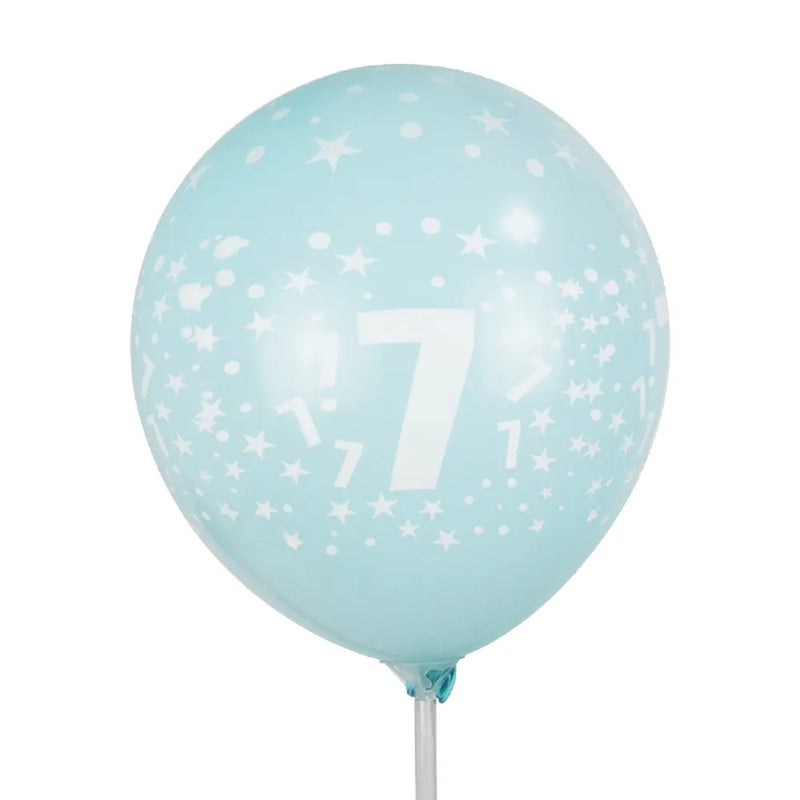 Set de 6 Globos de Látex Impresos con el Número 7 – 30cm