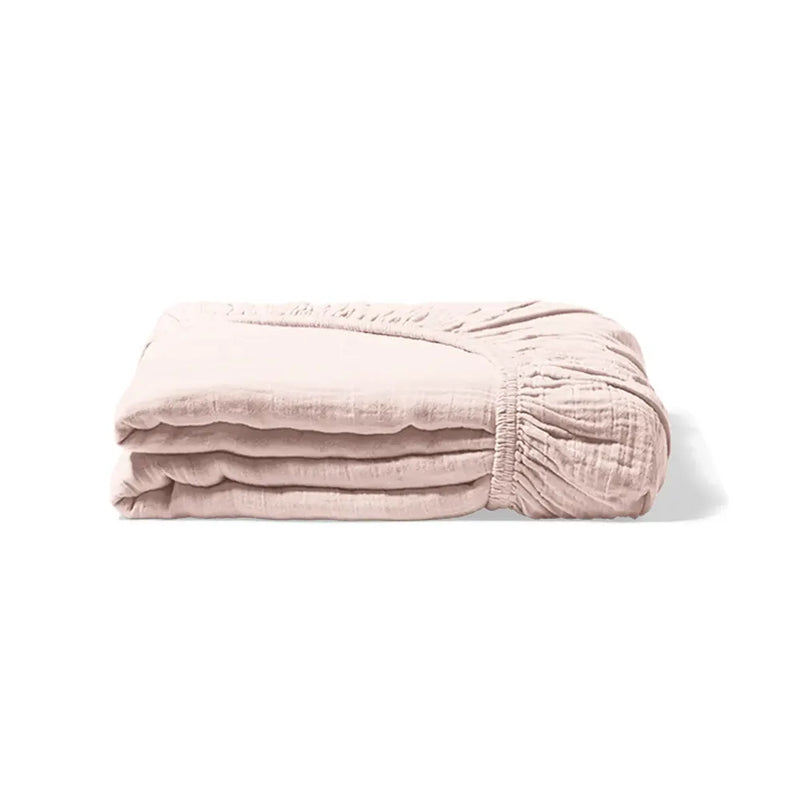 Bambidou Drap Housse 120x60 cm - Gaze de Coton Rose Clair