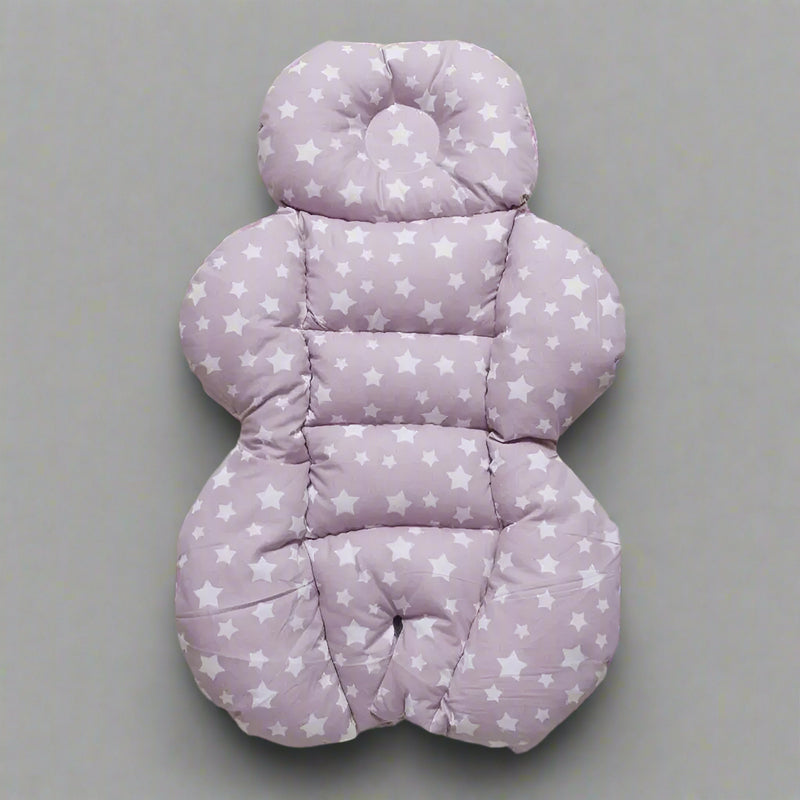 Stroller Cushion - White Stars on Pink