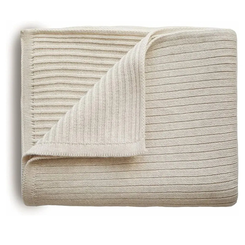 Mushie Ribbed Knit Blanket - Ribbed Melange Beige

