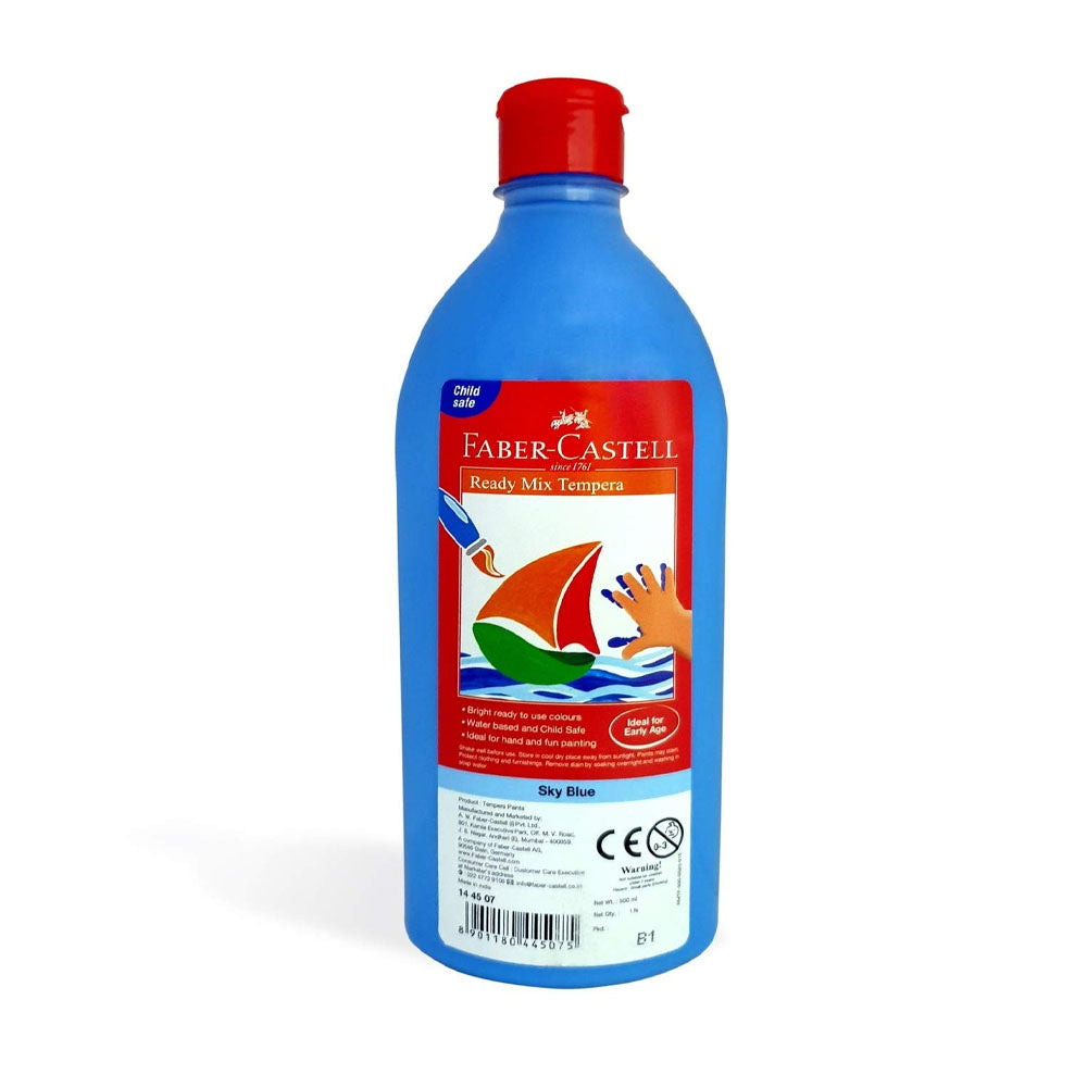 Faber-Castell Bouteille Gouache Peinture Ready Mix Tempera 500ml - Bleu Clair