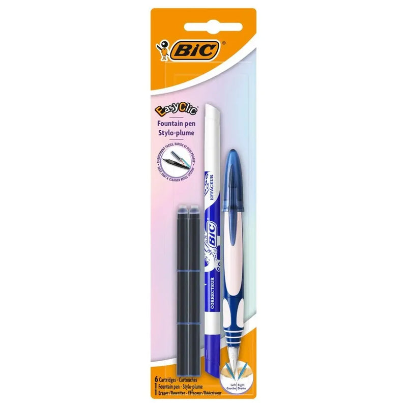 Bic Stylo A Plume + 6 Cartouches + Effaceur